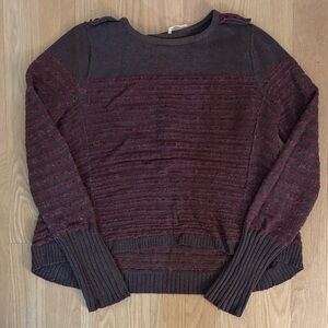 Free People Burgundy Striped Sweater